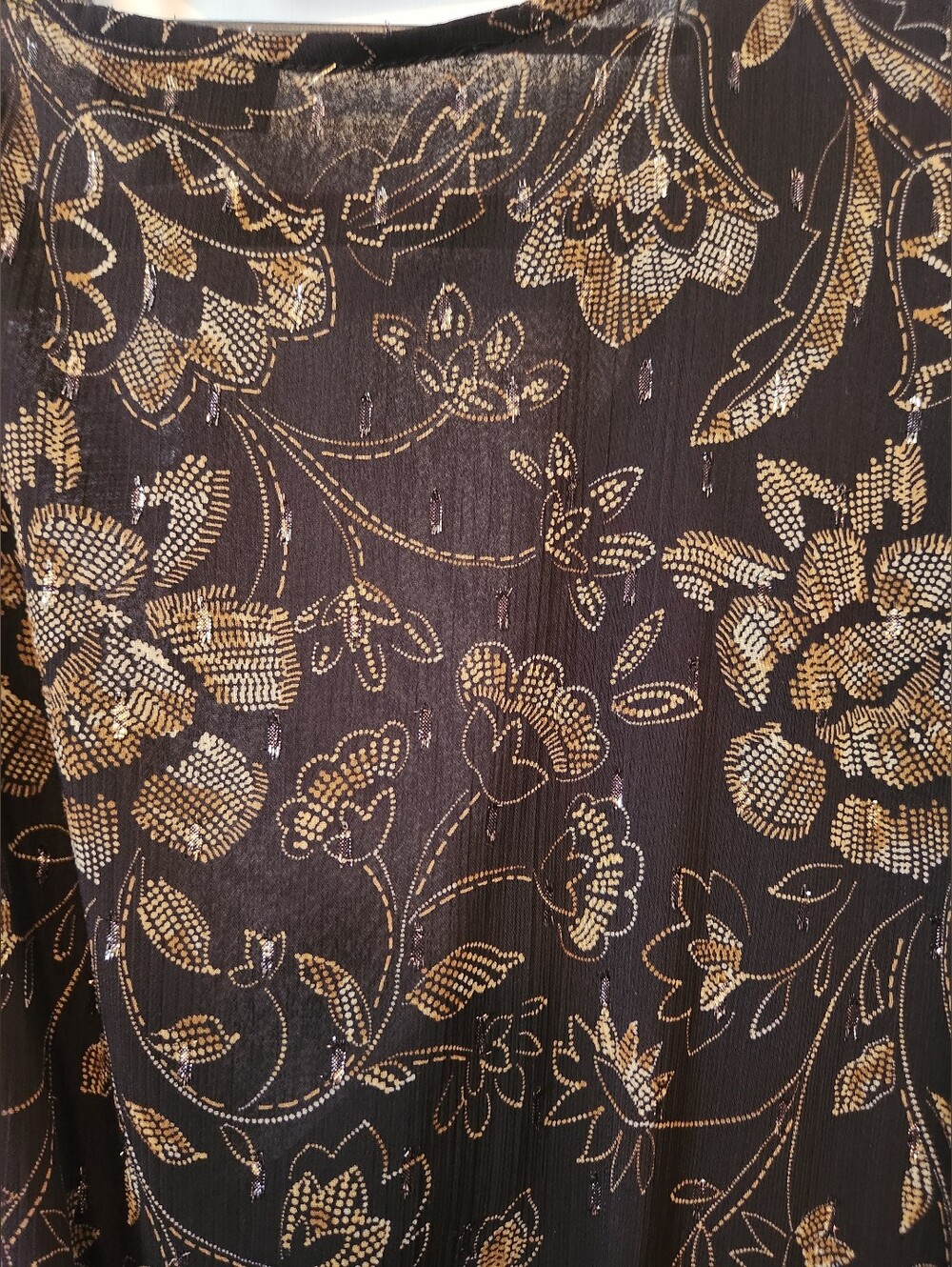 Torrid Black & Gold Sparkly Floral Long-Sleeve Chiffon Blouse Long Size 3x NWT - Picture 4 of 10
